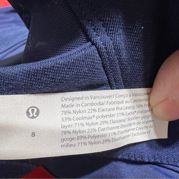 LULULEMON Invigorate Athletic Racerback Blue Sports Bra with Clasp Size 8 -#287 - Picture 4 of 12
